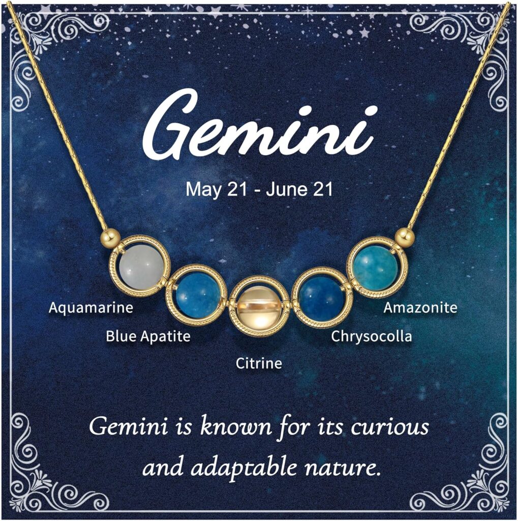 Birthday Gifts – Nymerianoble Natural Stone Zodiac Necklace Gifts for Women Girls Crystals and Healing Stones Necklaces Horoscope Necklace Gifts for Her Women