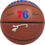 Allen Iverson Autographed Composite Leather Logo Basketball Beckett BAS Witness Stock #243643