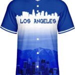 Baseball City Night Skyline Silhouette Jersey Button Down Casual Shirts Streetwear Outfits Fans Tops for Men Gifts S-2XL