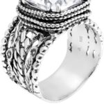 JEAN RACHEL JEWELRY 925 Sterling Silver & 14K Gold Plated Silver Ring – Granule Braid Leaf with Cubic Zirconia Vintage Design – Hypoallergenic, Lead & Nickel Free Handcrafted Statement Rings for Women