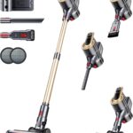 RENDOW Cordless Vacuum Cleaner, 550W 45Kpa 65Mins Stick Vacuum, Self-Standing Vacuum Cleaners for Home with LED Display, Anti-Tangle Rechargeable Vacuum Cordless for Pet Hair/Carpet/Hard Floor