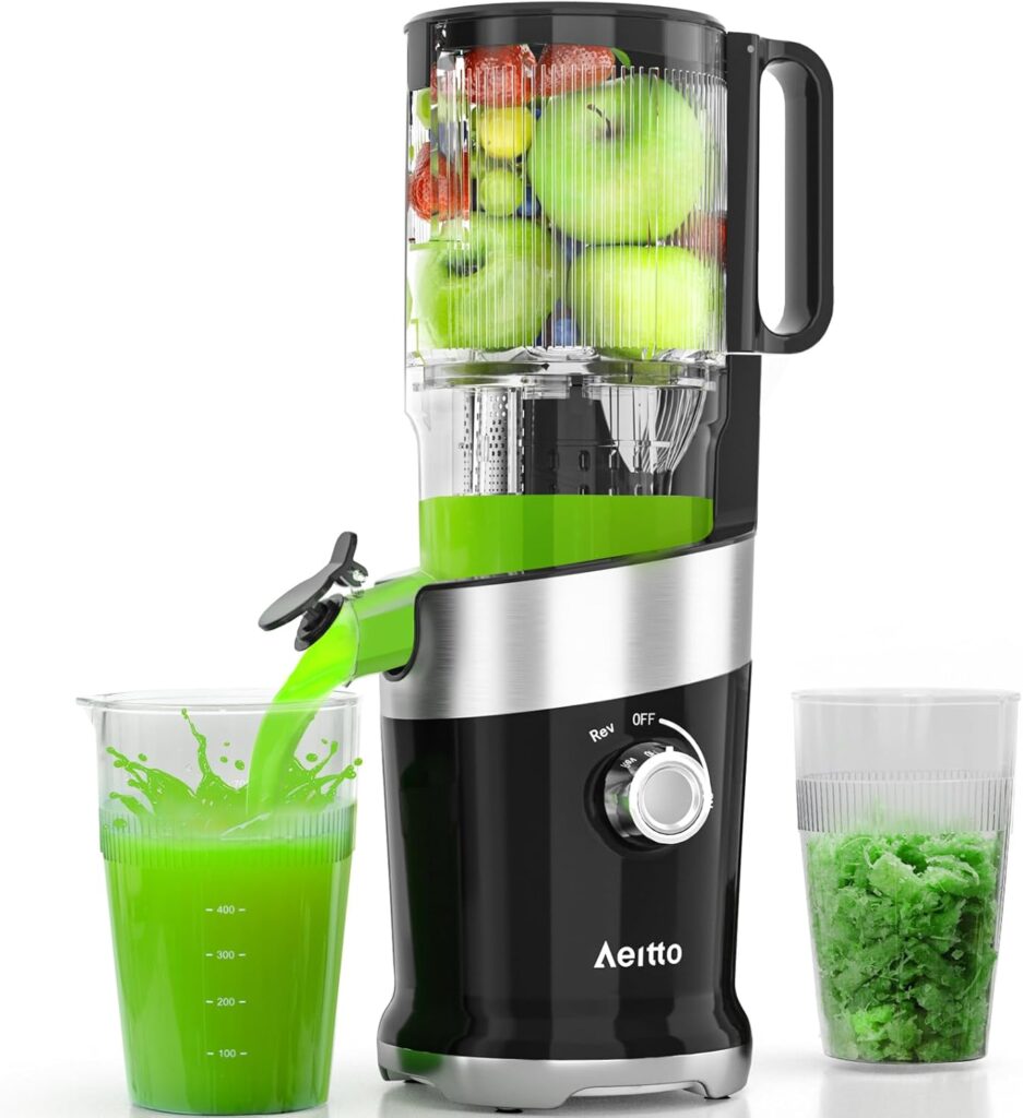 Aeitto Juicer machines with 4.9″ Wide Feed Chute Fit Whole Fruits & Vegetables, Masticating Juicer Self Feeding