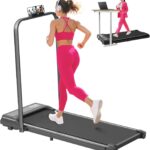 Electric Walking Pad with Handle Bar, 3.0HP Portable Small Walking Pads Treadmills for Home Small with Handles, 0.6-6.2MPH Compact Home Treadmill for Small Spaces, 320LBS