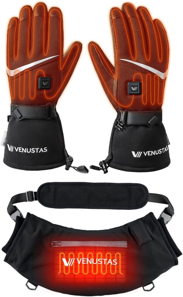 Venustas Upgraded Heated Gloves for Men & Women, Rechargeable Electric Gloves for Arthritis Heated Hand Warmer Pouch, up to 15-Hour Runtime