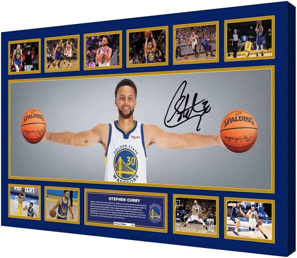 Basketball Superstar Stephen Curry Signed Poster For Kids Fans Room Bedroom Wall Decor-Sports Star Posters Canvas Art Print Picture For Teen Boy Birthday Gifts