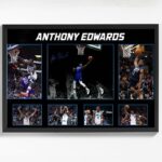 Black Framed Basketball Superstar Anthony Edwards Signed Poster For Kids Fans Room Bedroom Wall Decor-Canvas Art Print Pictures For Teen Boy Birthday Gifts