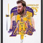 Black Framed Basketball Superstar Luka Doncic Signed Poster For Kids Fans Room Bedroom Wall Decor-Canvas Art Print Pictures For Teen Boy Birthday Gifts