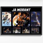 Black Framed Basketball Superstar Ja Morant Signed Poster For Kids Fans Room Bedroom Wall Decor-Canvas Art Print Pictures For Teen Boy Birthday Gifts
