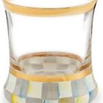 MACKENZIE-CHILDS Shot Glass, Cute Shot Glass for Drinking or Decor, Bar Accessories, Gray-and-White Sterling Check