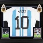 Lionel Messi Signed & White Argentina Framed Jersey BAS #AB10489 – Autographed Soccer Jerseys