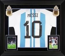 Lionel Messi Signed & White Argentina Framed Jersey BAS #AB10489 – Autographed Soccer Jerseys