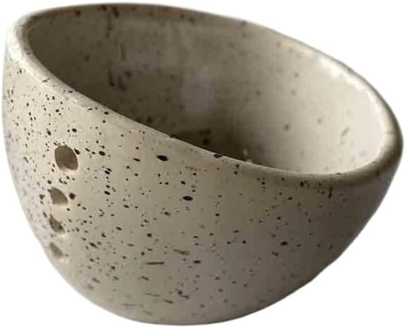 Hamblin Brothers Herb Stripper, Handmade Pottery Herb Stripper Bowl,Ceramic Herb Tool Stripper with Various Hole Sizes,for Separating Leaves and Stems(White)