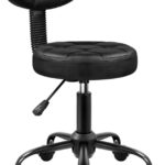 Round Stool with Back for Work SPA Shop Home Massage Height Adjustable Swivel Stool Chair with Wheels (Black)