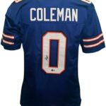 Keon Coleman Signed Custom Blue Football Jersey JSA