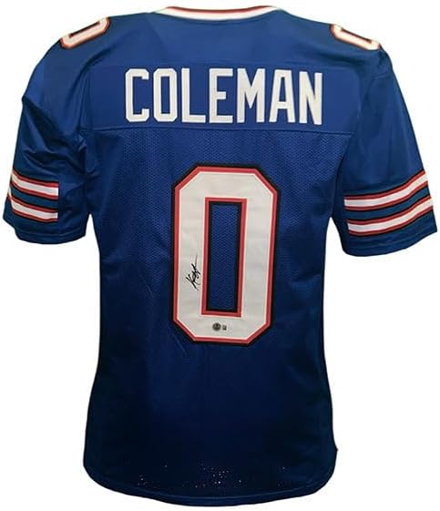 Keon Coleman Signed Custom Blue Football Jersey JSA