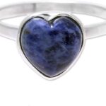 NOVICA Artisan Handmade Sodalite Cocktail Ring Heartshaped from India .925 Sterling Silver ‘Gemstone Heart’