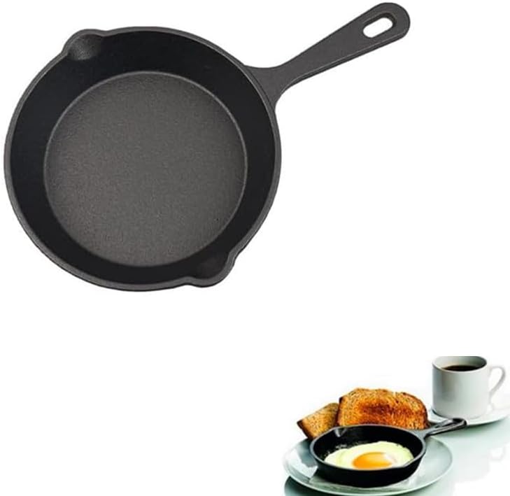 4 Inch Small Cast Iron Skillet, Pre Seasoned Mini Cast Iron Skillet, Camping Nonstick Frying Pan for Baked Brownie, Cookie, Egg Cakes Pan (Black)