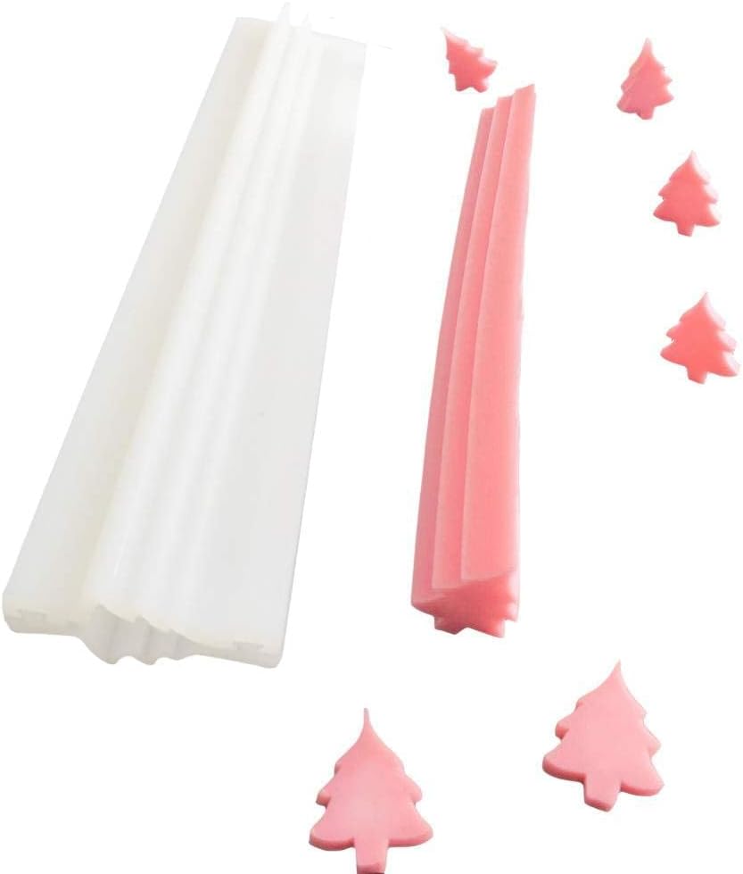 Silicone Soap Mold Long Tube Column Mould DIY Dessert Soap Candle Clay Craft Making Molds Pipe Tube Handmade Cake Mousse Baking Tool (Christmas Tree)
