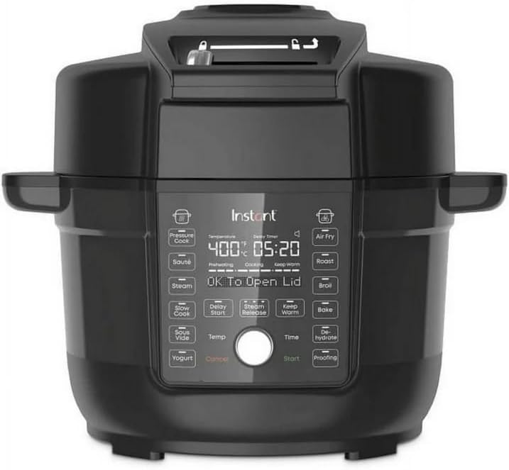 Instant Pot Duo Crisp 6.5-Quart Air Fryer & Multi-Cooker with Ultimate Lid, 13-in-1 Functionality, Pressure Cook, Air Fry, Steam, Slow Cook, Sauté, Roast, Bake, Dehydrate & Whisper Quiet, Dish. Safe