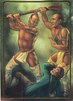 Protecting a Victim trading card (The Revolutionary War) 1995 Bon Air Native Americans #28