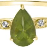 Dew Sterling Silver Genuine Gemstone Stackable Pear Ring, Sizes 6-8
