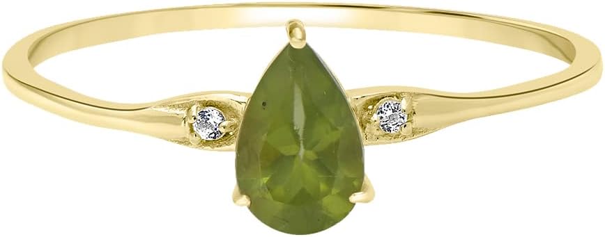 Dew Sterling Silver Genuine Gemstone Stackable Pear Ring, Sizes 6-8
