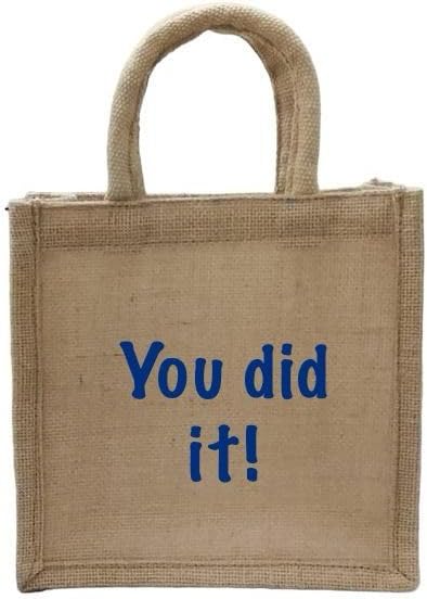 YOU DID IT! | Handmade Multipurpose Eco-Friendly Reusable Jute Bag/Tote for Men & Women (Natural/, 8″X8″X4″)