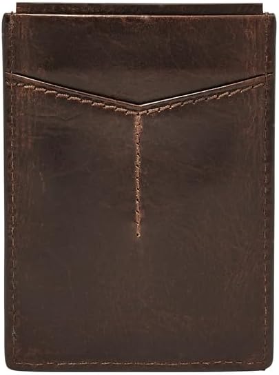 Fossil Men’s Leather Minimalist Magnetic Card Case with Money Clip Front Pocket Wallet for Men