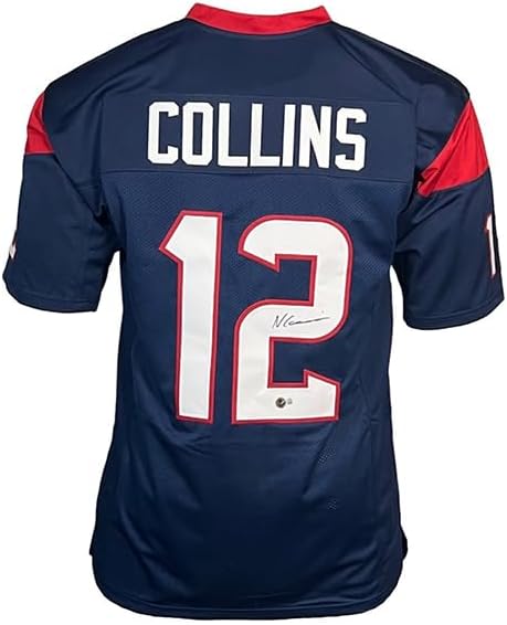 Nico Collins Signed Custom Blue Football Jersey JSA