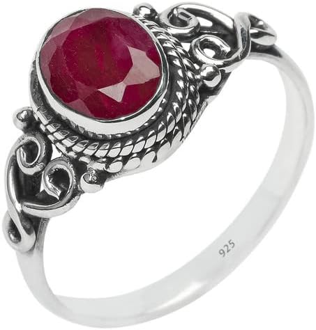 Ruby Stone Ring 925 Sterling Silver Statement Ring For Women Handmade Rings Gemstone Christmas Promise Ring Gift For Her