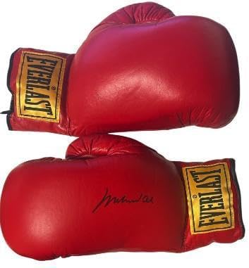 Muhammad Ali signed Everlast Leather Boxing Gloves (Pair, Left Auto/14oz)- Beckett/COA/Photo – Autographed Boxing Gloves