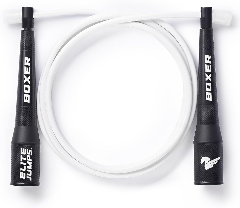 Elite Jumps Boxer Jump Rope 3.0 for Fitness & Cardio Training | Professionally Designed Boxing Jump Rope w/Smooth Action Polymer Handles & Slip-Resistant Grips | Tangle-Free PVC