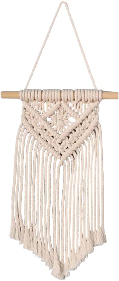 LUOZZY Macrame Wall Hanging Woven Tapestry Bohemian Style Macrame Hanging Decoration for Home Bedroom Livingroom Dorm Room Decoration, 14.6″x6.3″