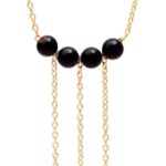 Poshpendant Handmade Drop Chain Necklace – Gold Plated 16+2 Inch Adjustable Necklace with 6mm Gemstone Beads – Modern Dangle Chain Statement Jewelry Gift for Women