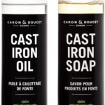 CARON & DOUCET – Cast Iron Cleaning & Conditioning Set: Seasoning Oil & Cleaning Soap | 100% Plant-Based | Best for Washing, Restoring & Seasoning Cast Iron Skillets, Pans & Grills! 8oz Each