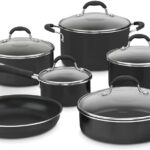 Cuisinart Advantage Nonstick Cookware Set, 11-Piece Pots and Pans Cooking Set with Aluminum Core for Quick and Even Heating, Easy Grip Handles, Dishwasher Safe, 55-11BK