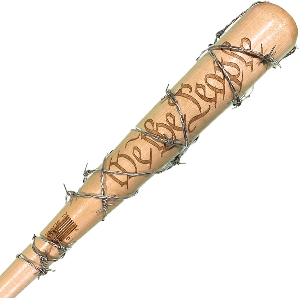 We The People Engraved Bat with Barbwire Wrap