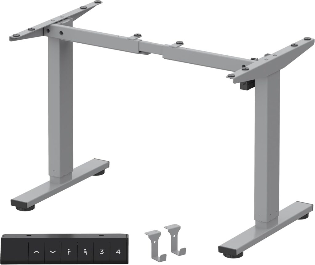 FLEXISPOT EN1 Height Adjustable Standing Desk Frame, Electric Sit Stand Desk Base for Home and Office (Gray Frame Only)