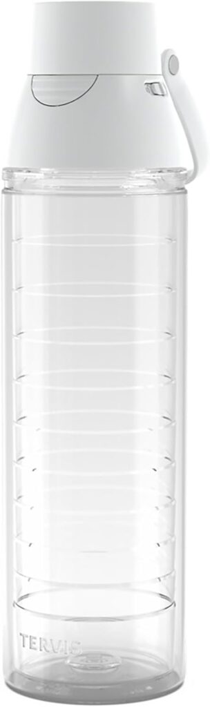 Tervis Venture Lite Clear & Colorful Lidded Made in USA Double Walled Insulated Tumbler Travel Cup Keeps Drinks Cold & Hot, 24oz Water Bottle, White Lid