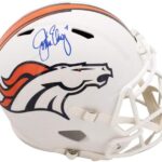 John Elway Autographed Denver Broncos Flat White Replica Full-Size Football Helmet – BAS COA