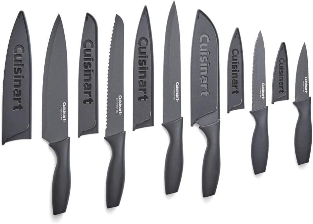 Cuisinart Knife Set, 12pc Ceramic Knife Set with 6 Blades & 6 Blade Guards, Lightweight, Stainless Steel, Durable & Dishwasher Safe, Matte Black