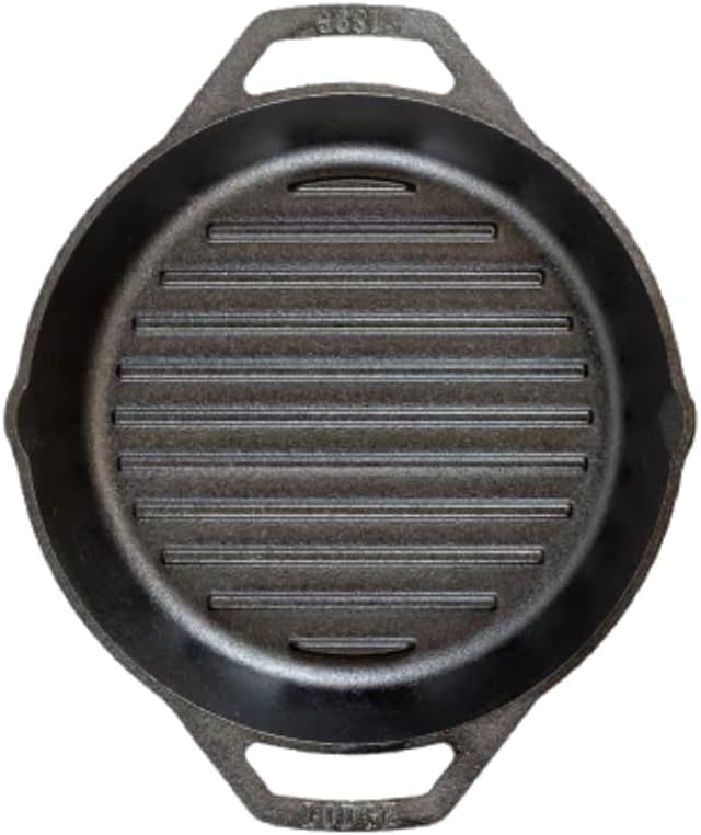Lodge 12″ Cast Iron Dual Handle Grill Pan, Black