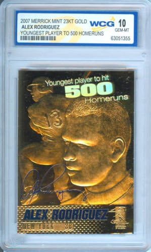ALEX RODRIGUEZ500 Homeruns 2007 23KT Gold Card Sculpted – Graded GEM MINT 10