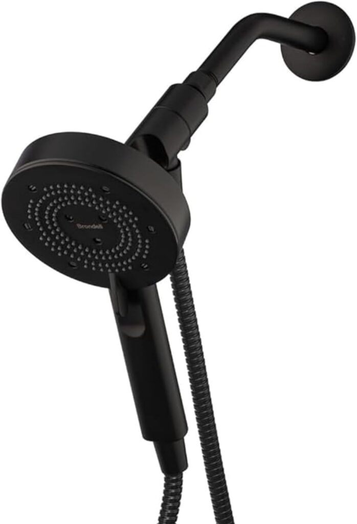 Brondell Nebia Yuba HaloNetic Double Dock Magnetic Handheld Shower Head, 60″ Stainless Steel Hose, 5-Setting, Matte Black