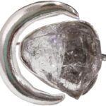 Natural Herkimer Diamond Ring, Raw Herkimer Diamond Ring, Crescent Moon Adjustable Ring, 925 Sterling Silver, Womens Ring, Christmas, Handmade, Statement Jewelry, Rough Gemstone Jewelry