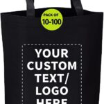 DISCOUNT PROMOS Large Reusable Heavy Duty Tote Bag Set of 10/50/100, Personalized Bulk Pack