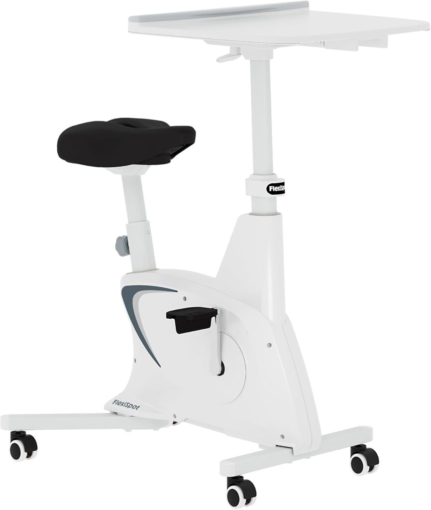 FLEXISPOT Exercise Bike with 2D Desktop, Space Saving Under Desk Bike with Removable Desk, Stationary Bikes Indoor Bikes with 300LBS Heavy Duty 8-Level Resistance Flywheel Optional LCD, V9PRO/V9MAX