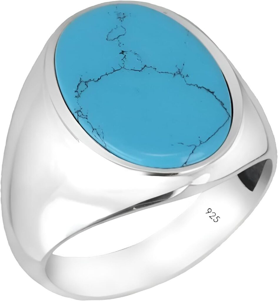 Turquoise Men’s Ring 925 Men’s Silver Turquoise Ring Handmade Gemstones Ring for Mens and Womens turquoise ring for men