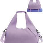 Gym Bag for Women with Shoe Compartment Yoga Mat Bag with Wet Pocket and Water Bottle Holder Weekender Bag with Strap