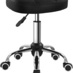 Black Minimalist Swivel Stool with Wheel Perfect for Work SPA Shop Massage Height-Adjustable and Cost-Effective Rolling Stool Chair with Square Seat